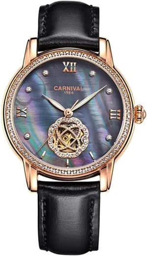 Simple Flower Skeleton Dial Transparent Case Automatic Watches Carlien Luxury Diamond Display tenet cross diagonal quantitative cooler Women Sapphire 