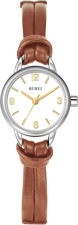 Simple Leather Strap Watches Small Thin Ladies Quartz Watches Bracelet Band Wristwatch Relogio Feminino,Gift for Women(Brown and Black) unstable BUREI Women 