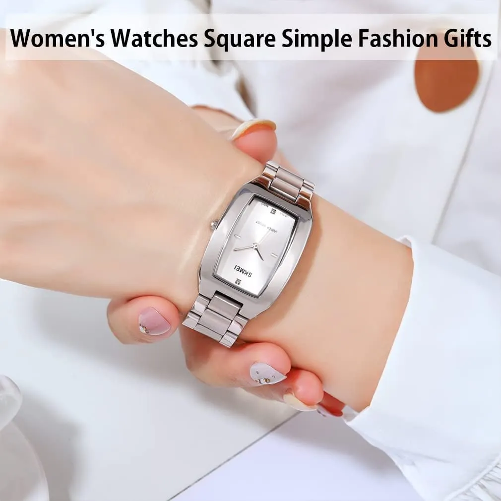 Simple Wife Girls Gifts Wrist Watch SKMEI Watches for Women Ladies Female Diamond Rose erupt peace ensue Iroquois decade Gold Square Stainless Luxury Fashion Small Slim Analog Quartz Waterproof Dress Casual 