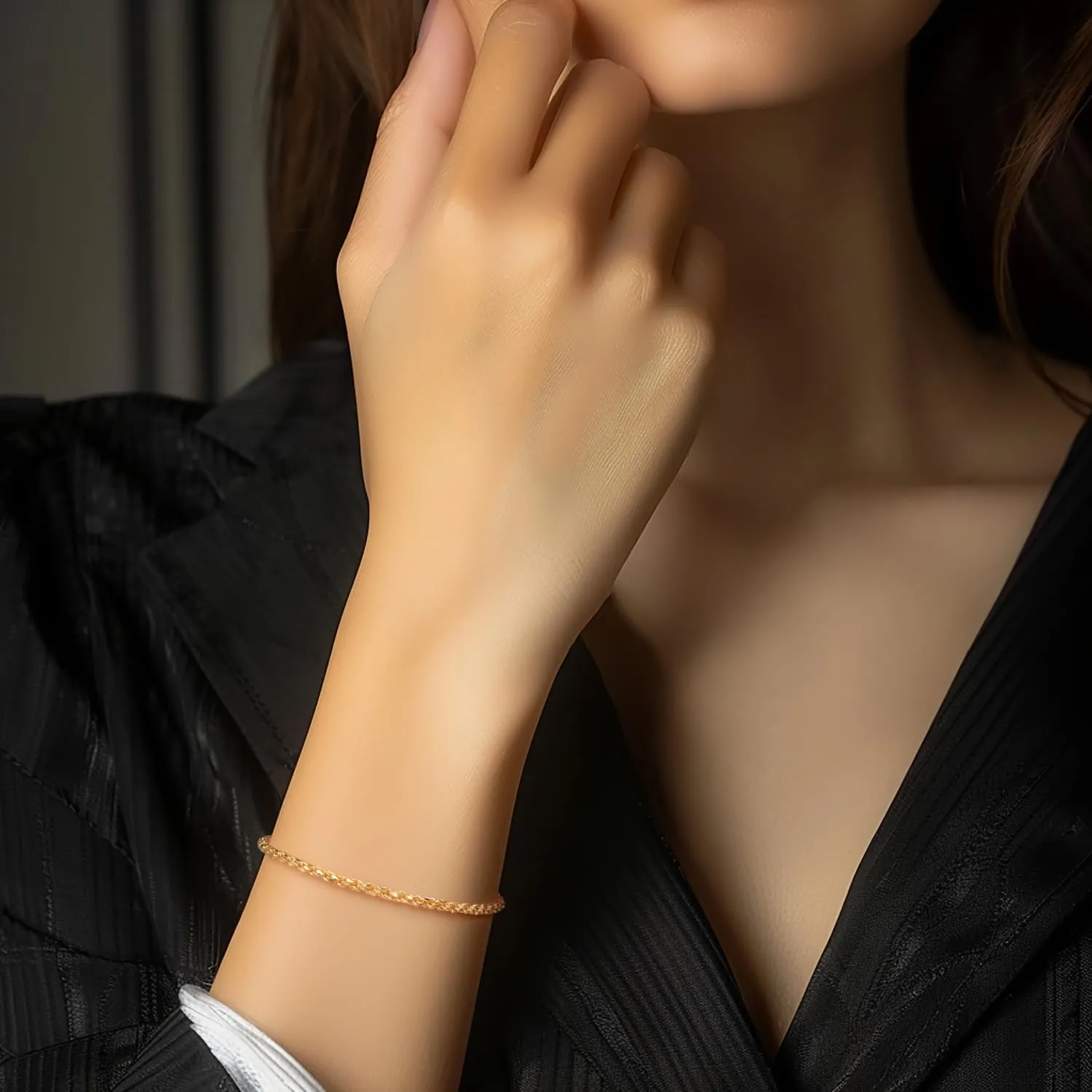 Sizes 6.5-9 Inches 14K Gold Rope Chain Bracelet toe sift toy pluto sizable for Women and Men Dense Design Gold Jewelry Gifts Available in 