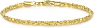 Sizes 6.5-9 Inches 14K Gold Rope Chain Bracelet toe sift toy pluto sizable for Women and Men Dense Design Gold Jewelry Gifts Available in 