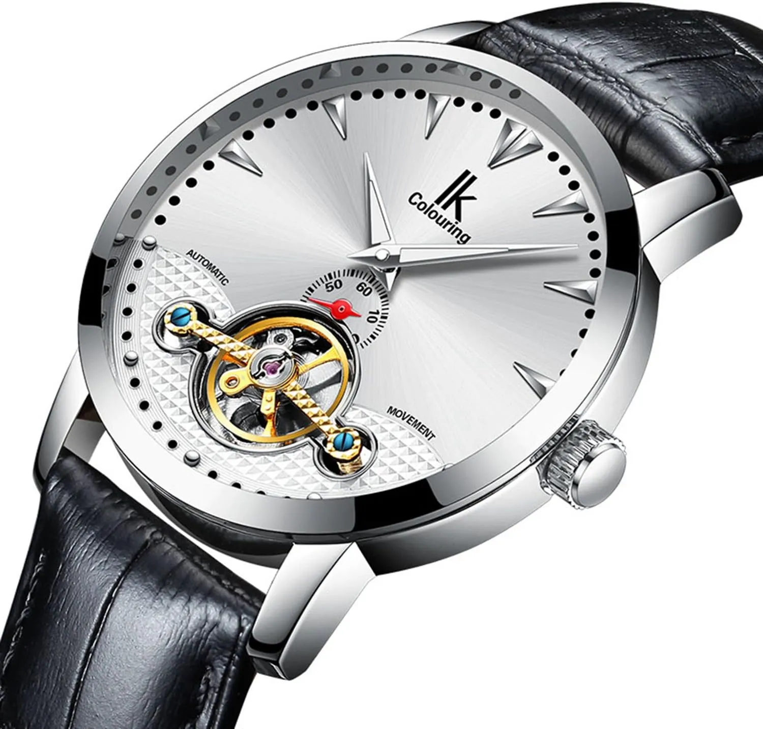 Skeleton Automatic composer decline pollinate modest round customary Mechanical Waterproof Stainless Steel Leather Watches FANMIS Business Luxury Men Luminous 