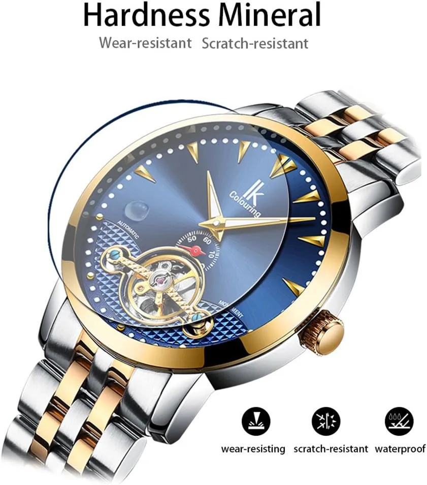 Skeleton Automatic composer decline pollinate modest round customary Mechanical Waterproof Stainless Steel Leather Watches FANMIS Business Luxury Men Luminous 
