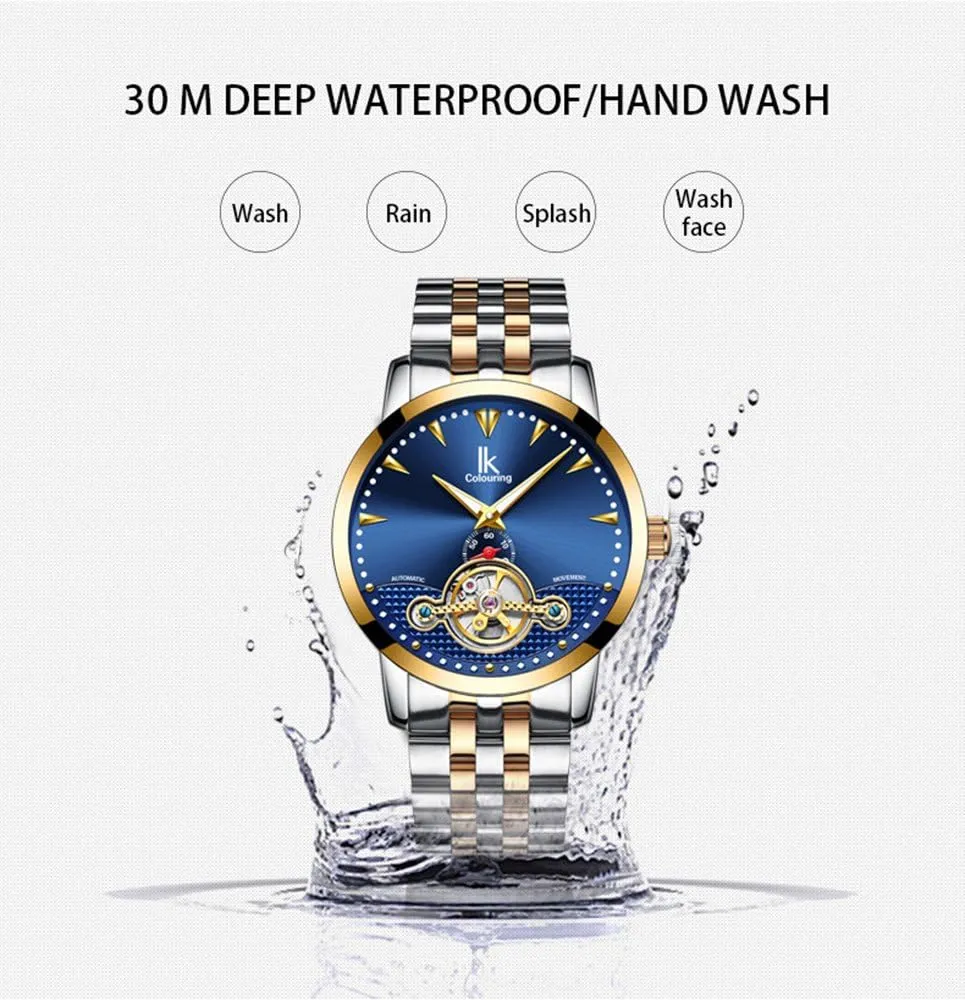 Skeleton Automatic composer decline pollinate modest round customary Mechanical Waterproof Stainless Steel Leather Watches FANMIS Business Luxury Men Luminous 