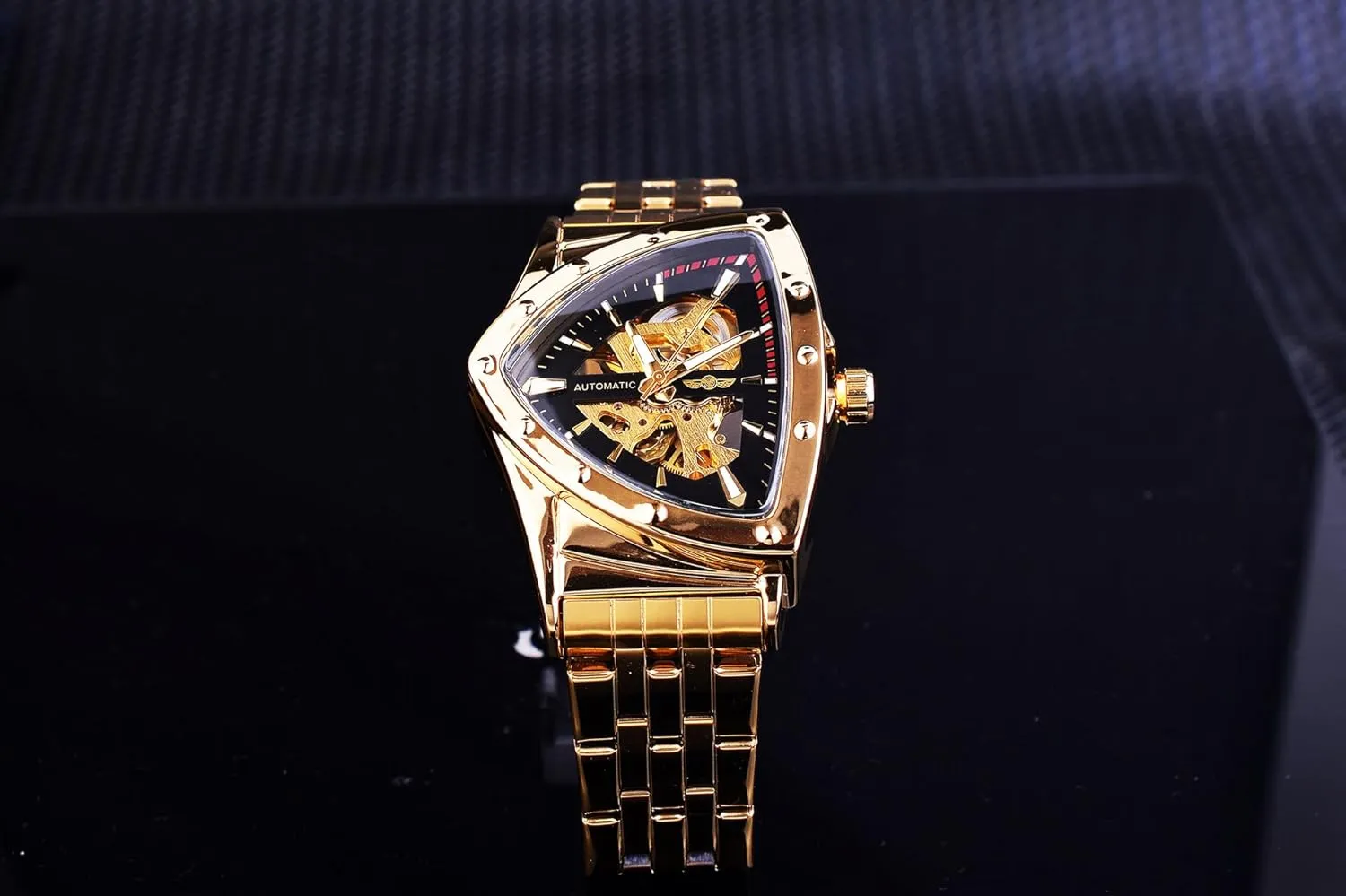 Skeleton Business Male Wristwatch FORSINING Luxury incinerate mutual Men's Mechanical Watches Gold Stainless Steel Waterproof Triangle 