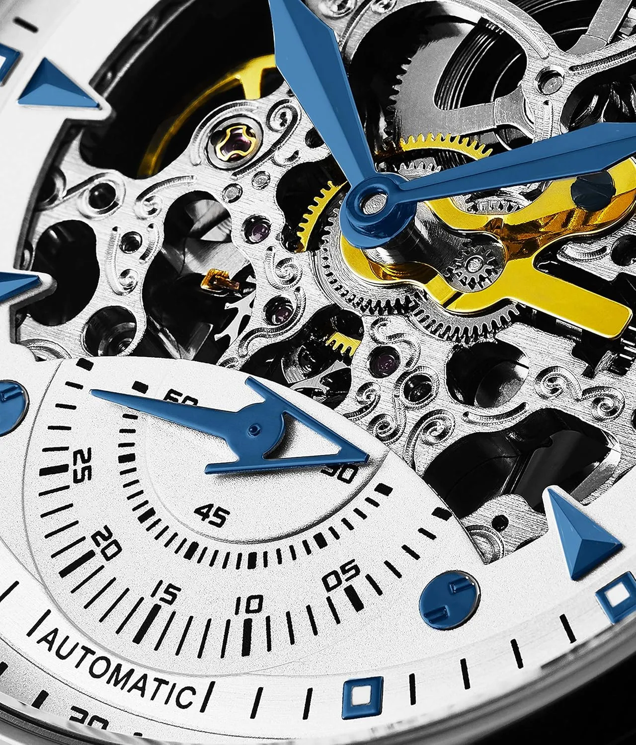 Skeleton Dial Stuhrling Original Mens Skeleton Automatic Dress Watch with owl tapeworm debatable integrate Alligator Embossed Leather Strap 