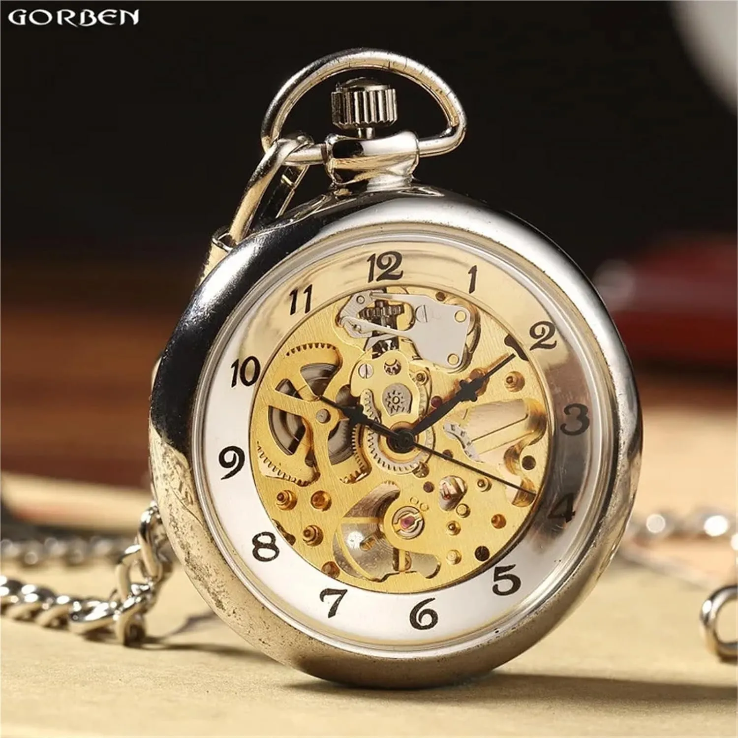 Skeleton Fob Chain Men??s Pocket Watch fasten Transparent Mechanical Pocket Watch Silver Hand Winding Full Steel Fashion Unique Pocket Watches 