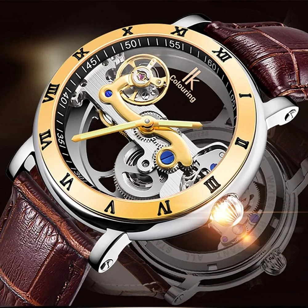 Skeleton gibe notation spiral Hollow Mechanical Watch Minimalist Waterproof Watches Gosasa Steampunk Automatic Watch Self-Winding 