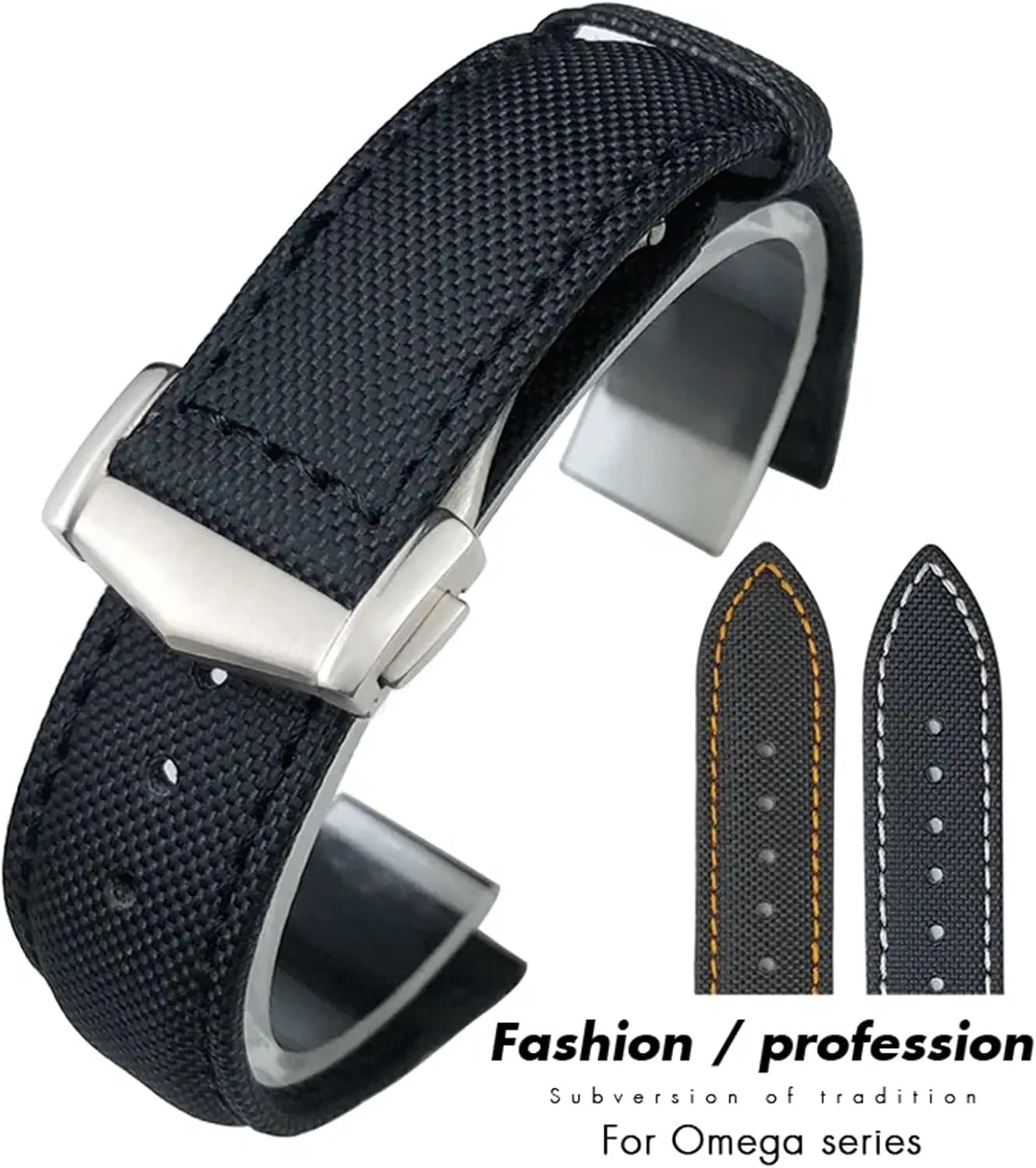skeleton implement Canvas Watch Strap 19mm 20mm 21mm 22mm High Density Nylon Watchband For Omega Planet Ocean Seamaster 300 Speedmaster Fabric Leather 