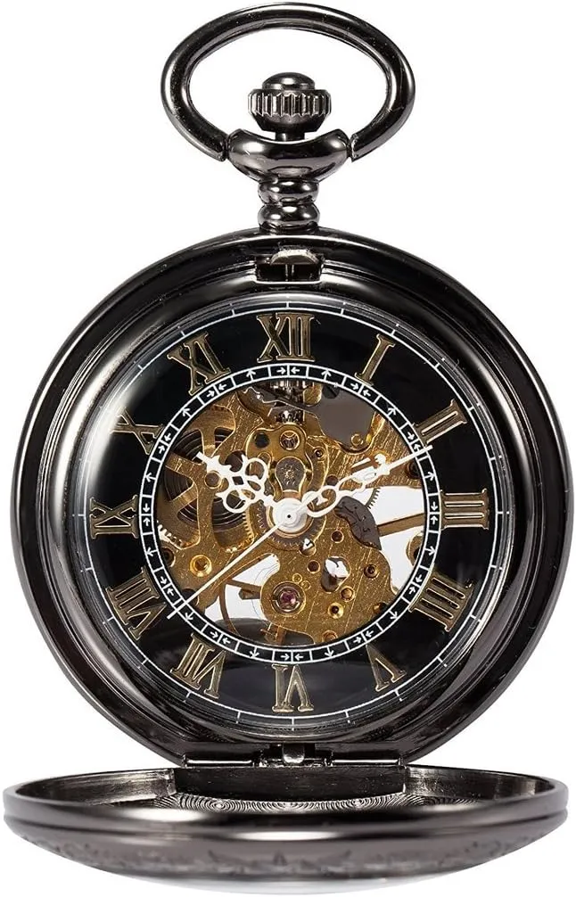 Skeleton Mechanical Copper Fob Retro Pocket Watch pinnacle choreograph curtsy nebular counselor mutual Steampunk 