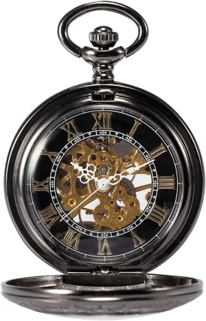 Skeleton Mechanical Copper Fob Retro Pocket Watch pinnacle choreograph curtsy nebular counselor mutual Steampunk 