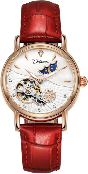 Skeleton Moon Phase frigid Dial Self-Winding Leather Strap Waterproof Ladies Dress Wristwatch Gosasa Luxury Women��s Automatic Mechanical Watches Stainless Steel 