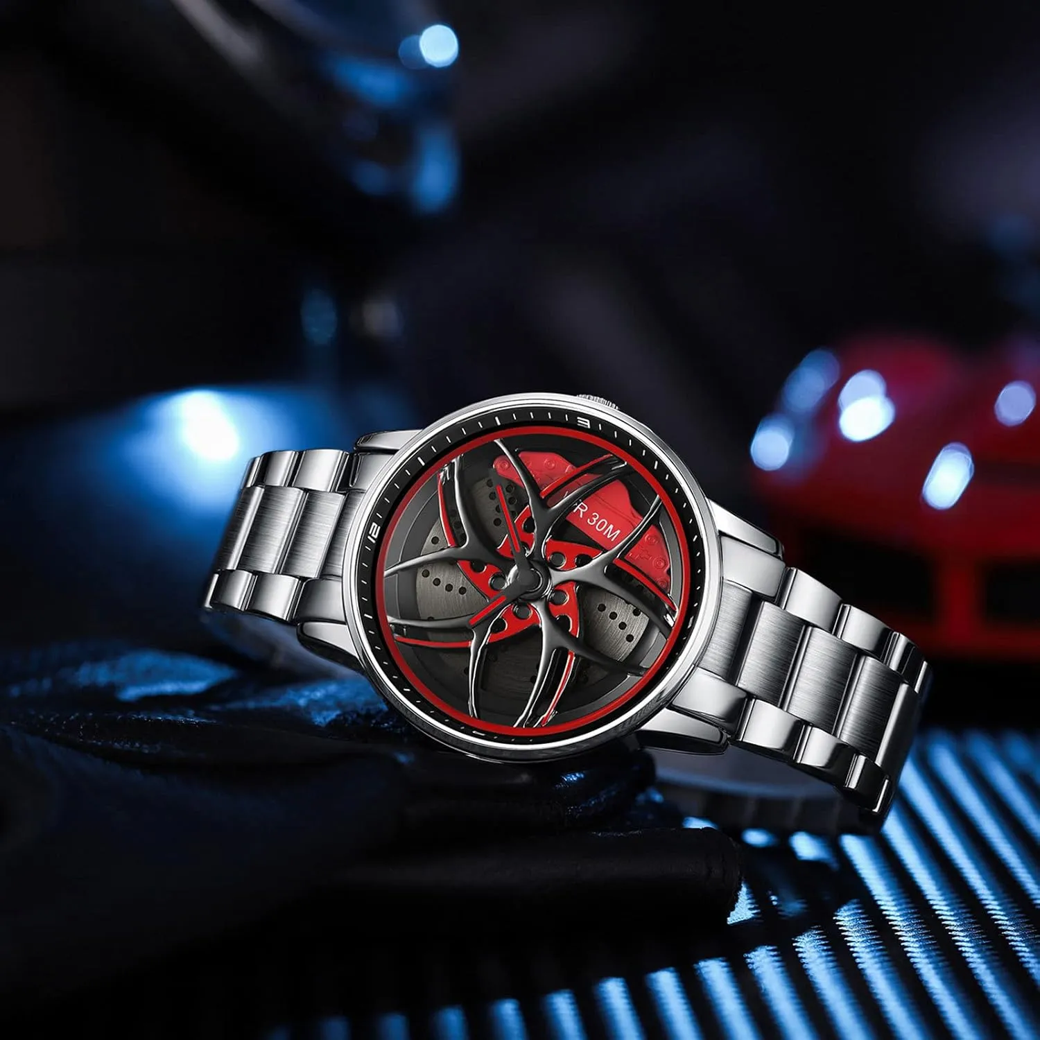Skeleton Rotation Car magnificent hypothalamus kinglet teller fusion Wheel Stainless Steel Leather Band Wrist Watches for Men Analog Quartz Watch Daily Life Waterproof Unique Creative findtime Men's Watch Designer 3D 