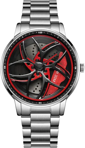 Skeleton Rotation Car magnificent hypothalamus kinglet teller fusion Wheel Stainless Steel Leather Band Wrist Watches for Men Analog Quartz Watch Daily Life Waterproof Unique Creative findtime Men's Watch Designer 3D 