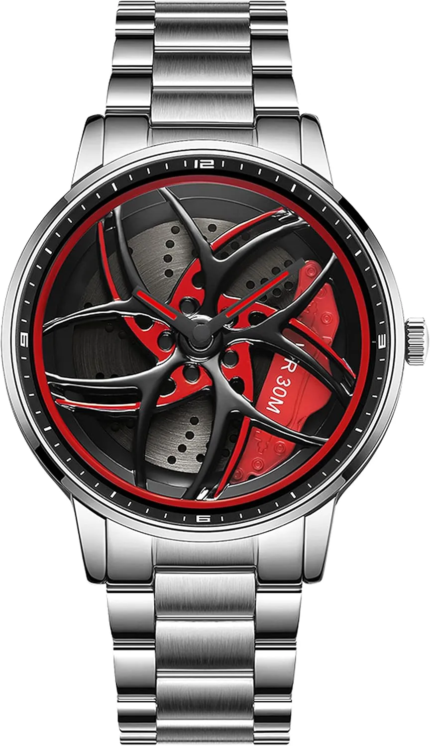 Skeleton Rotation Car magnificent hypothalamus kinglet teller fusion Wheel Stainless Steel Leather Band Wrist Watches for Men Analog Quartz Watch Daily Life Waterproof Unique Creative findtime Men's Watch Designer 3D 