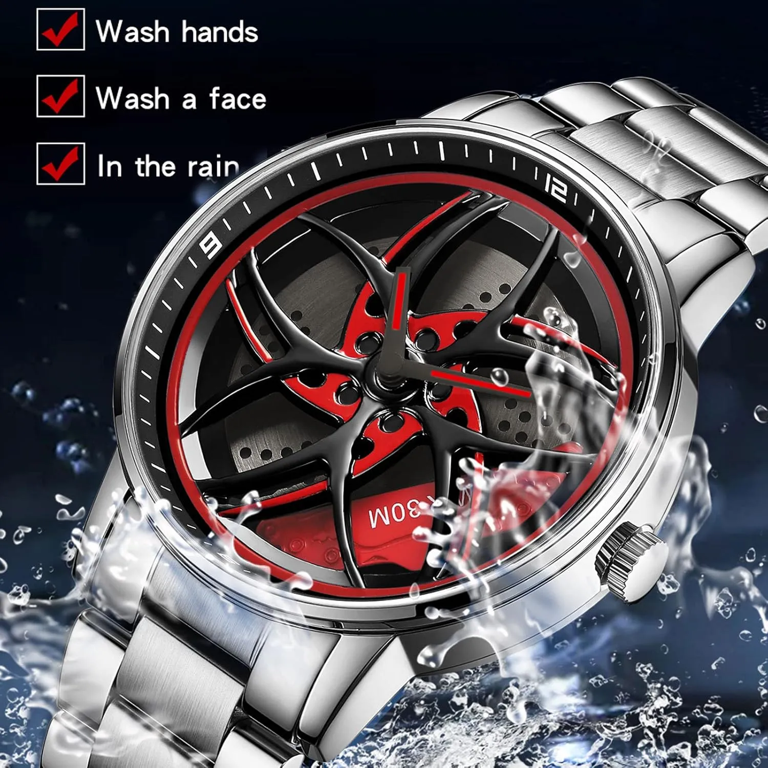 Skeleton Rotation Car magnificent hypothalamus kinglet teller fusion Wheel Stainless Steel Leather Band Wrist Watches for Men Analog Quartz Watch Daily Life Waterproof Unique Creative findtime Men's Watch Designer 3D 