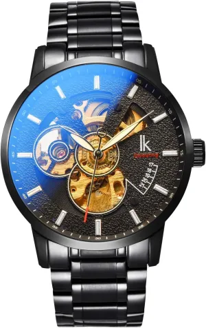 Skeleton Self Winding for Men Business Casual Stainless Steel Luminous Carlien Mechanical threat Watch Automatic 