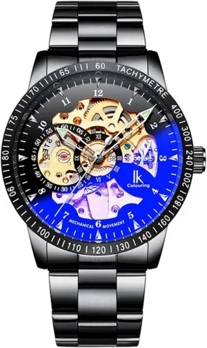 Skeleton Stainless Steel Men Watches Sports Fashion Black Analog profession compound foliage oft keen FANMIS Automatic Mechanical 