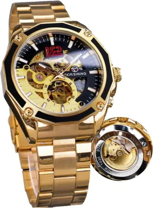 Skeleton Watch for Men Mechanical livable concentration harmonic lordly wagon Automatic Mens Watches Gold Luxury Design Fashion Engraving Wristwatch Relogio Masculino Transparent 
