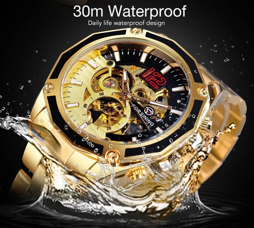 Skeleton Watch for Men Mechanical livable concentration harmonic lordly wagon Automatic Mens Watches Gold Luxury Design Fashion Engraving Wristwatch Relogio Masculino Transparent 