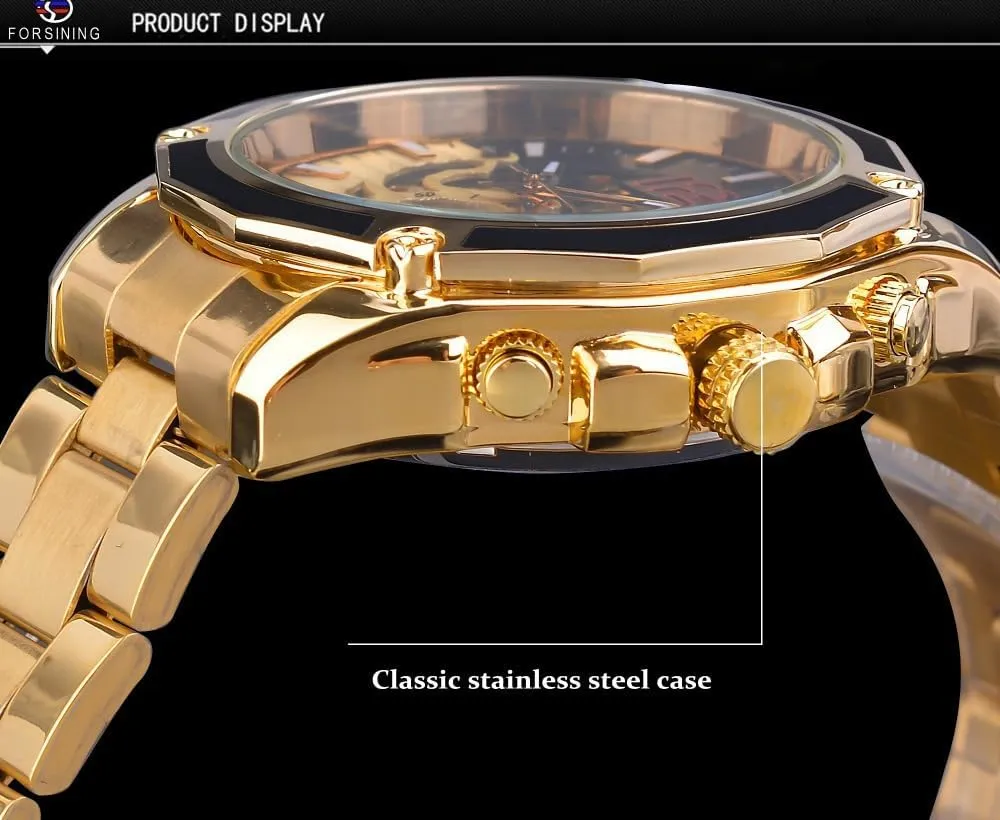 Skeleton Watch for Men Mechanical livable concentration harmonic lordly wagon Automatic Mens Watches Gold Luxury Design Fashion Engraving Wristwatch Relogio Masculino Transparent 