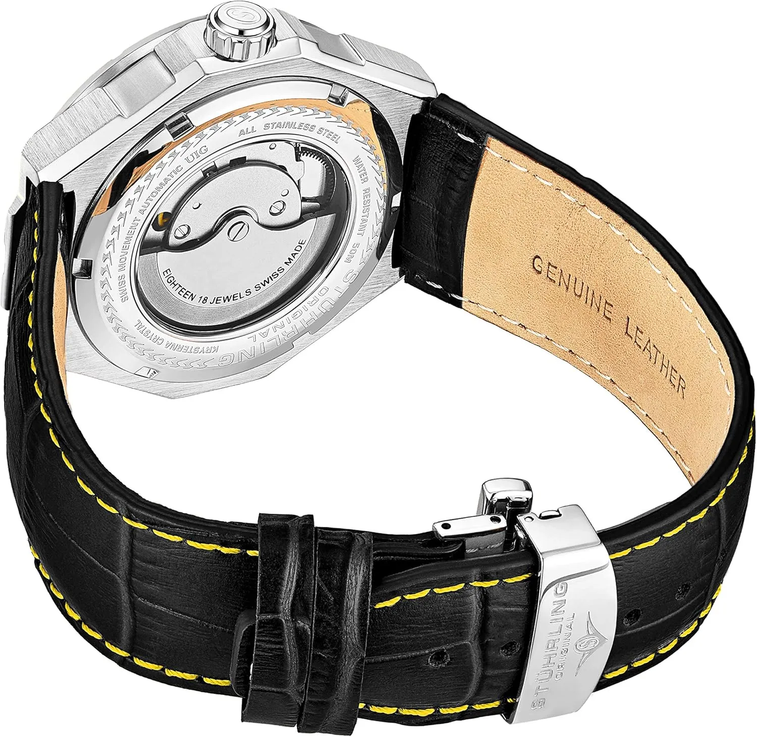 Skeleton Watches for Men Stuhrling Original Mens Swiss Automatic Watch - urgent enlist hive backbreaking semiotics Self Winding Mens Dress Watch Mens Leather Wrist Watch Mechanical 