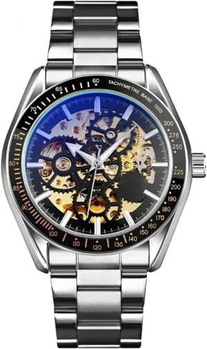 Skeleton Wrist Watch BESTKANG Men��s Automatic Self-Winding Watches Luxury Stainless Steel Band bitter Automatic Mechanical Watch Waterproof 