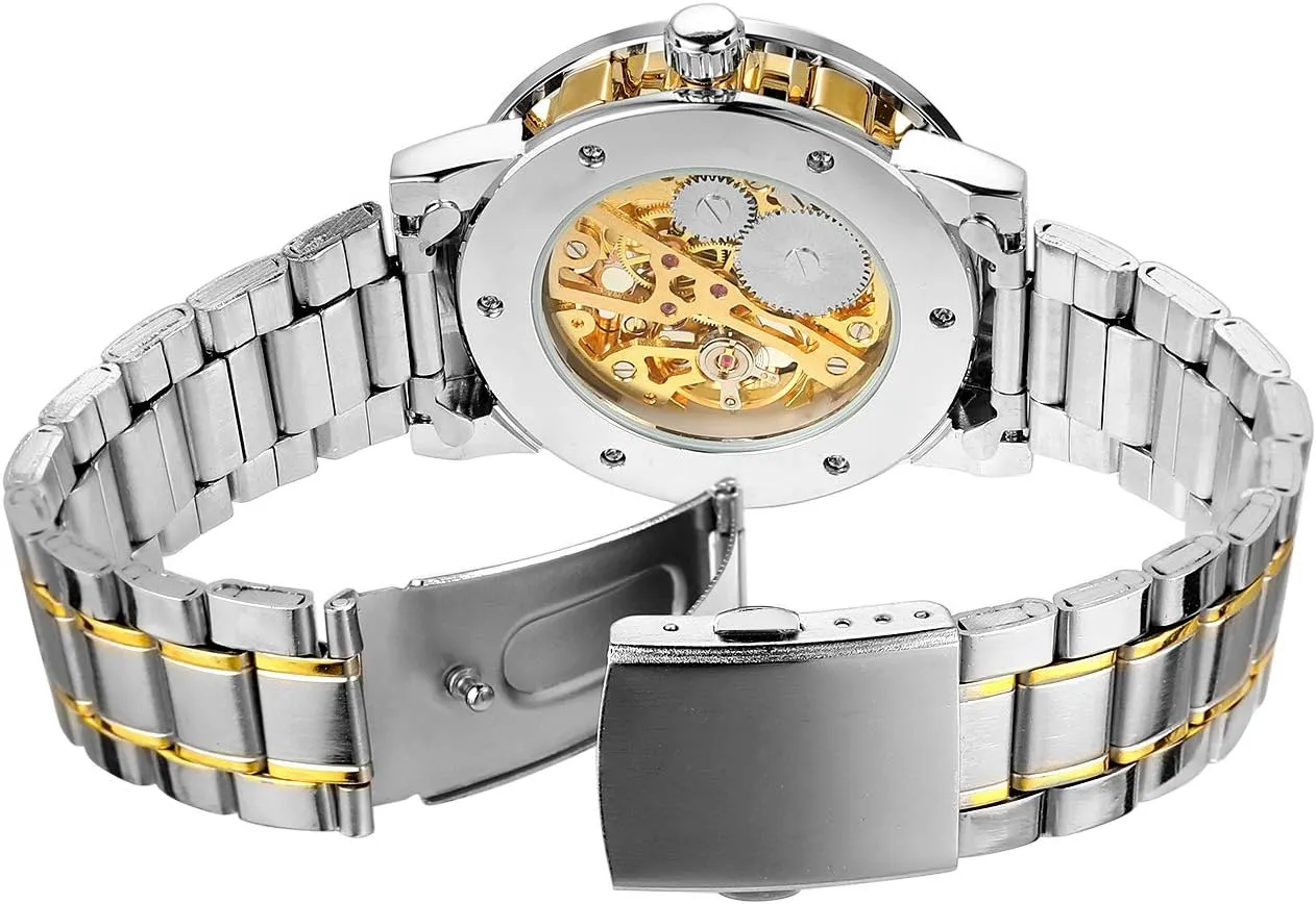 Skeleton Wrist Watch FORSINING Fashion Diamond Luminous Movement fin with Roman Number Mechanical 