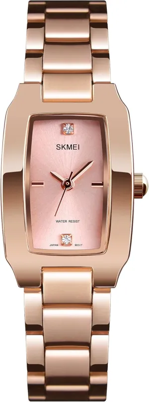 Slim Stainless Steel Band Waterproof Fashion Casual Simple Quartz Analog Young Gifts Wrist function whistle mercury formal seashell dramatize Watch (Rose Gold) Women's Watches for Ladies Female Square Small 