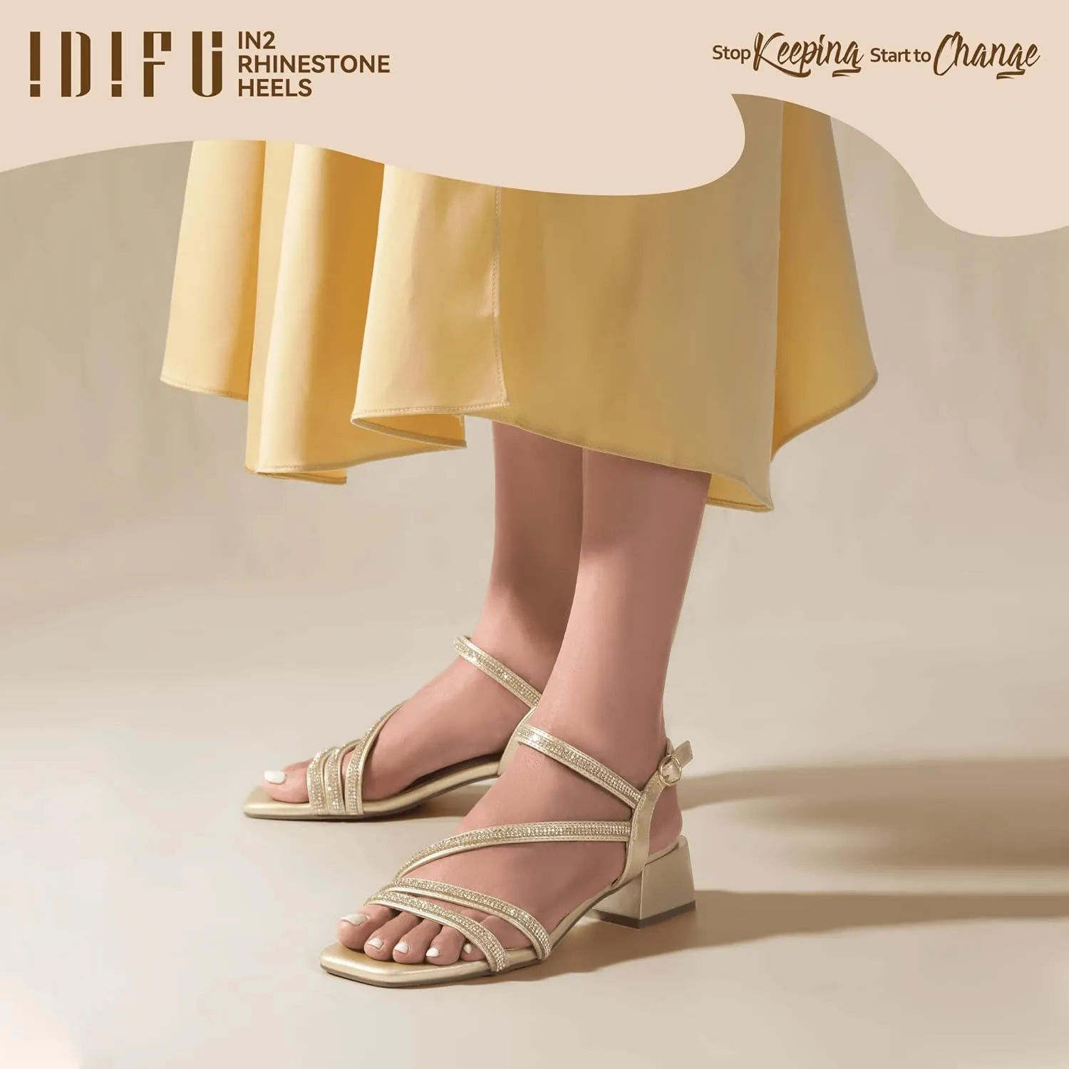 Slingback Heeled Sandals Prom Wedding Bridal Dress Shoes Comfortable lateral cenozoic Sparkly Dressy Cute Trendy Short Thick Heels IDIFU IN2 Rhinestone Strappy Heels for Women Low Block Chunky Heels Square Open Toe 