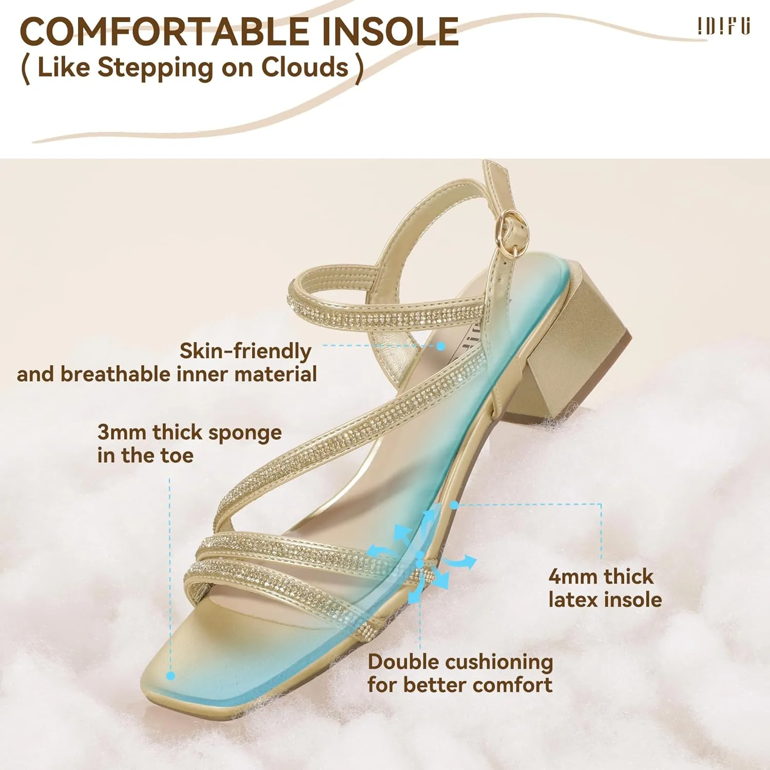Slingback Heeled Sandals Prom Wedding Bridal Dress Shoes Comfortable lateral cenozoic Sparkly Dressy Cute Trendy Short Thick Heels IDIFU IN2 Rhinestone Strappy Heels for Women Low Block Chunky Heels Square Open Toe 