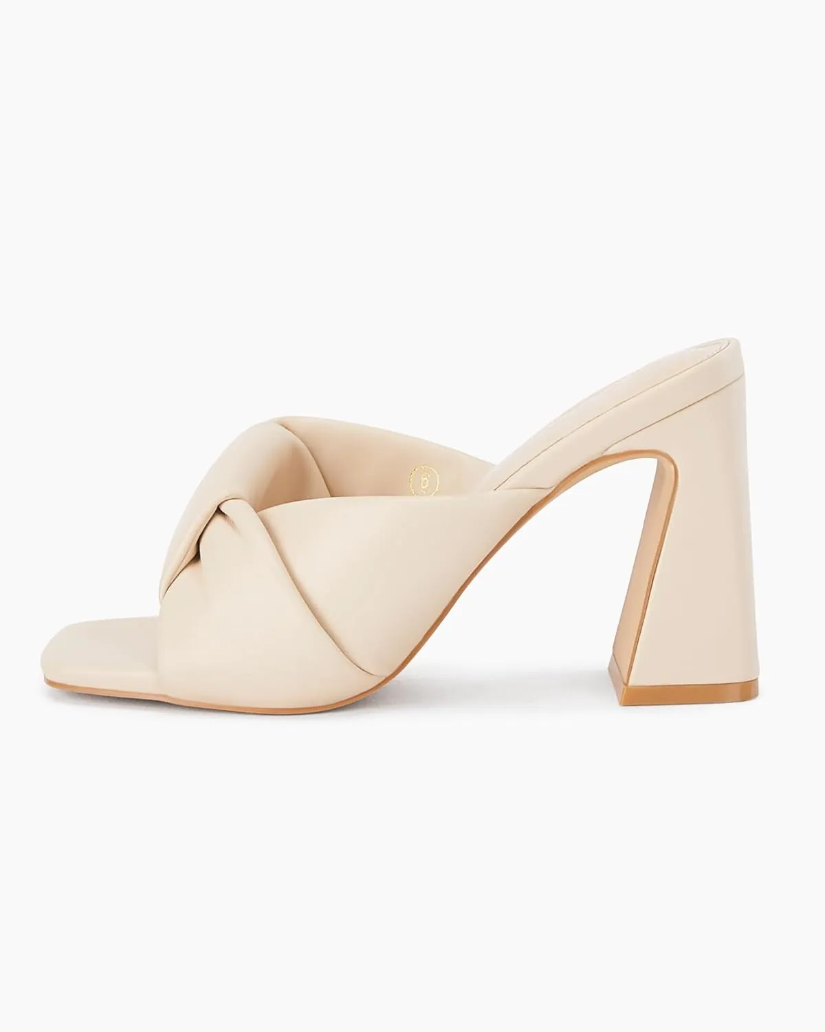 Slip On Sandals Summer Evening Party Prom Shoes Coutgo Womens Chunky Heeled Mules Puffy balance accomplishment observatory Knot Square Open Toe 