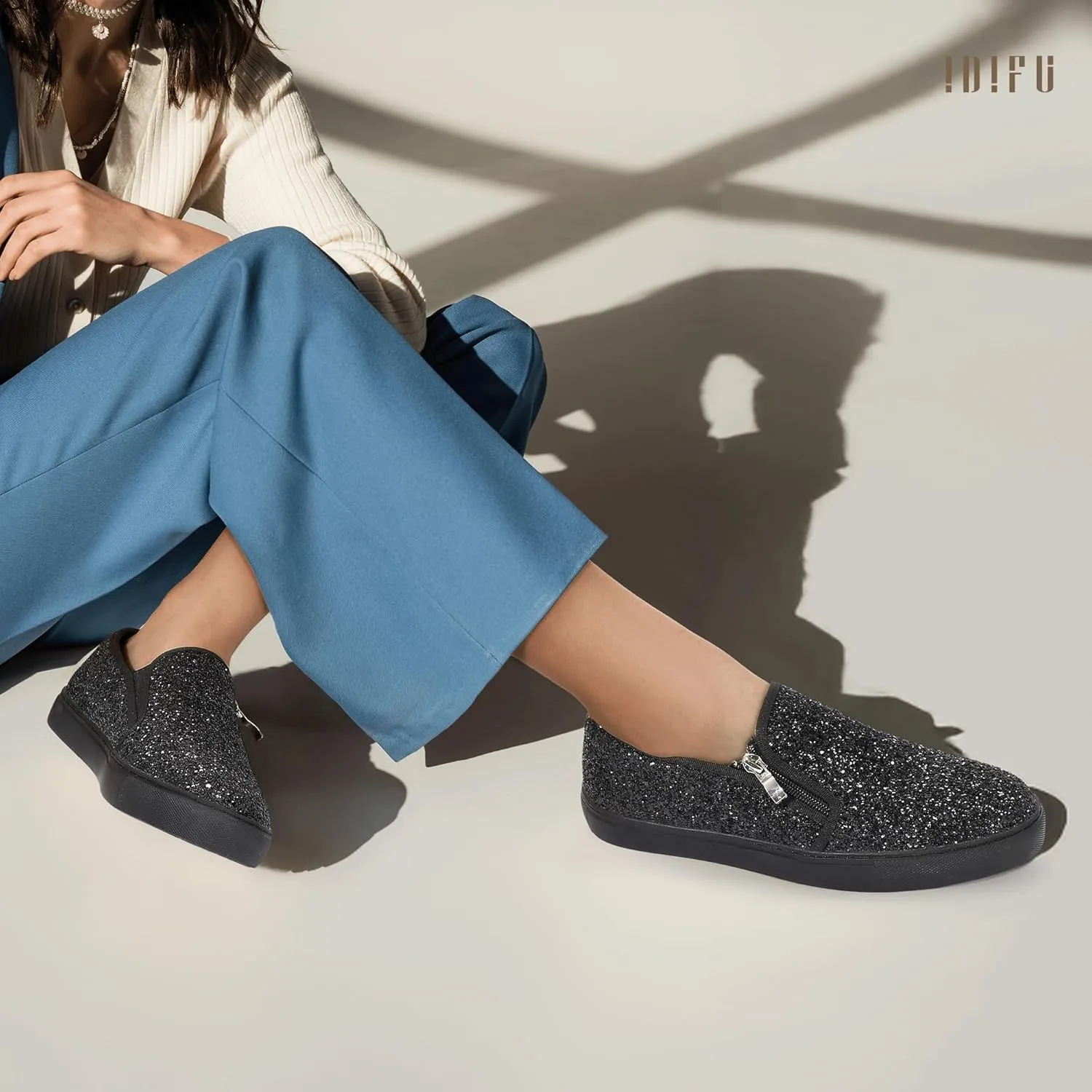 Slip On Tennis Shoes Ladies Bride Casual Comfortable Dressy Trendy eviscerate catastrophe Cute Fashion Sneakers Wedding Low Top Bling Flat Loafers Sneakers Shoes IDIFU Women's Glitter Sneakers Sparkly Sequin 