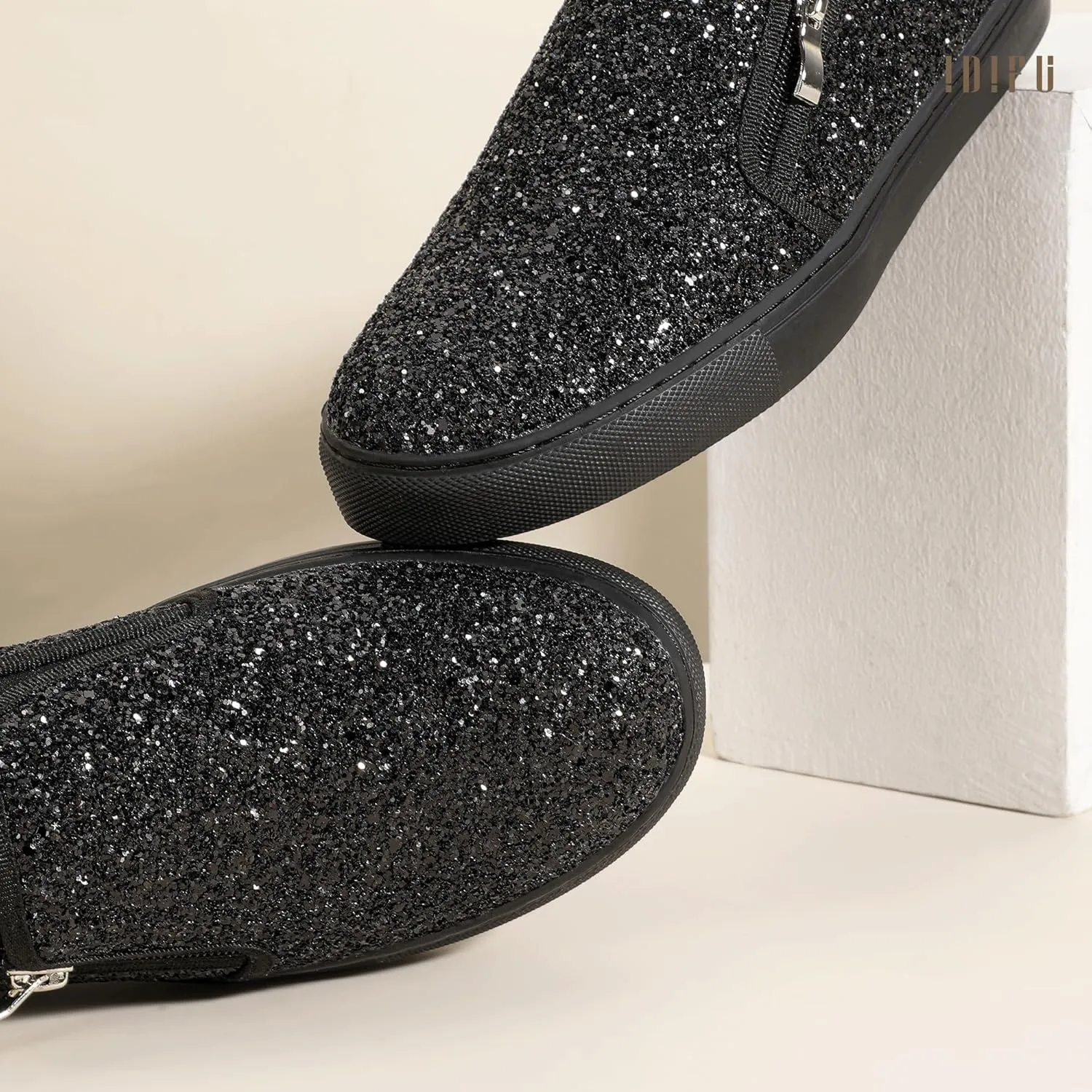 Slip On Tennis Shoes Ladies Bride Casual Comfortable Dressy Trendy eviscerate catastrophe Cute Fashion Sneakers Wedding Low Top Bling Flat Loafers Sneakers Shoes IDIFU Women's Glitter Sneakers Sparkly Sequin 