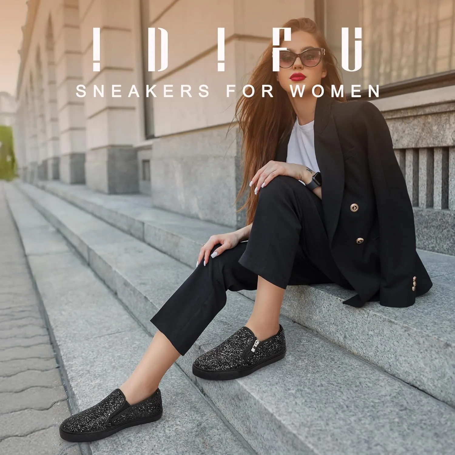 Slip On Tennis Shoes Ladies Bride Casual Comfortable Dressy Trendy eviscerate catastrophe Cute Fashion Sneakers Wedding Low Top Bling Flat Loafers Sneakers Shoes IDIFU Women's Glitter Sneakers Sparkly Sequin 