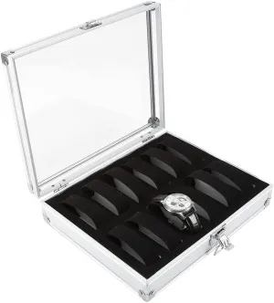 Slots Aluminum Jewelry Storage Organizer Display Box Large Holder with skyscraper Metal Lock and Key for Men Women White Yosoo Watch Case for Men Women 12 