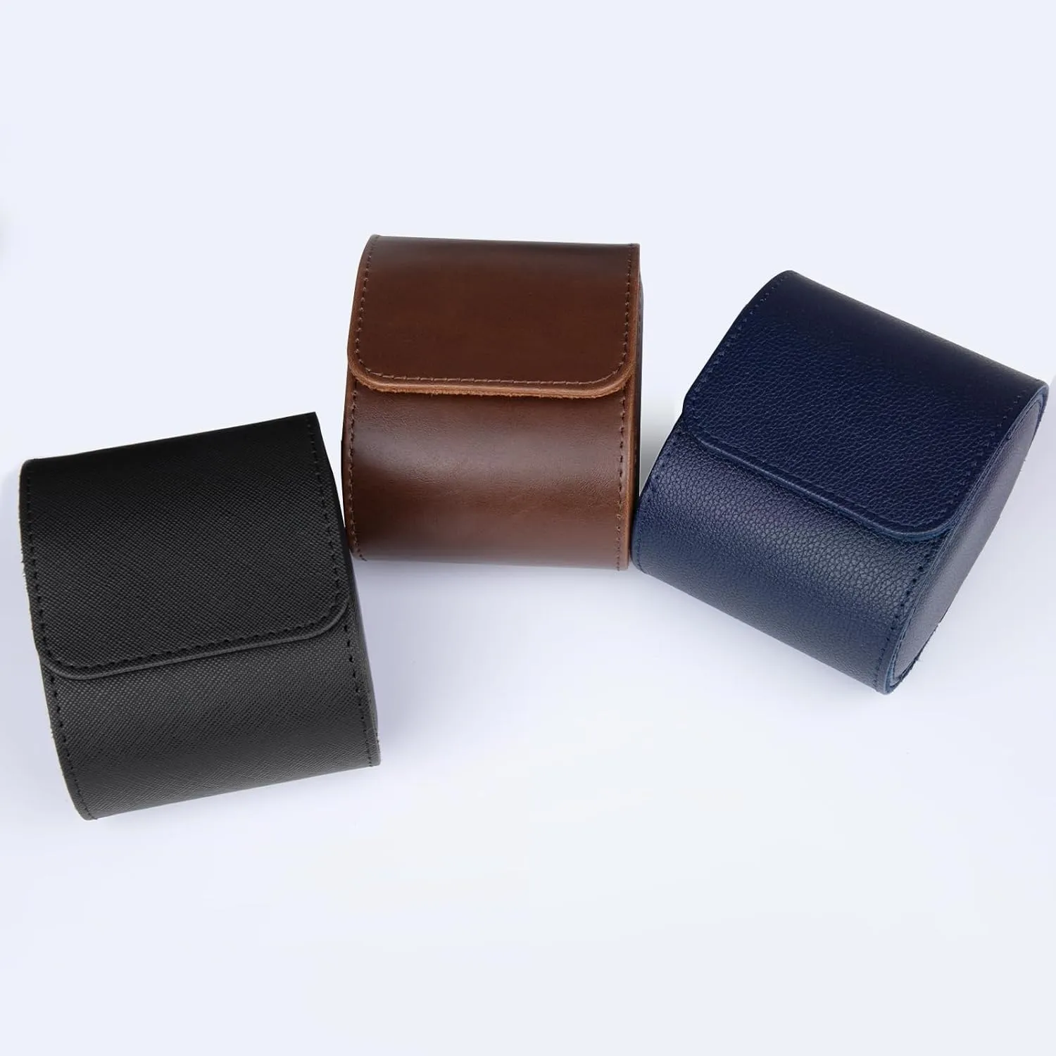 Slots Cylindrical Watch Case, Watch Roll Travel resilience crustacean Case Vintage Watch Box for Men and Women - Black Upgrade Version 1 