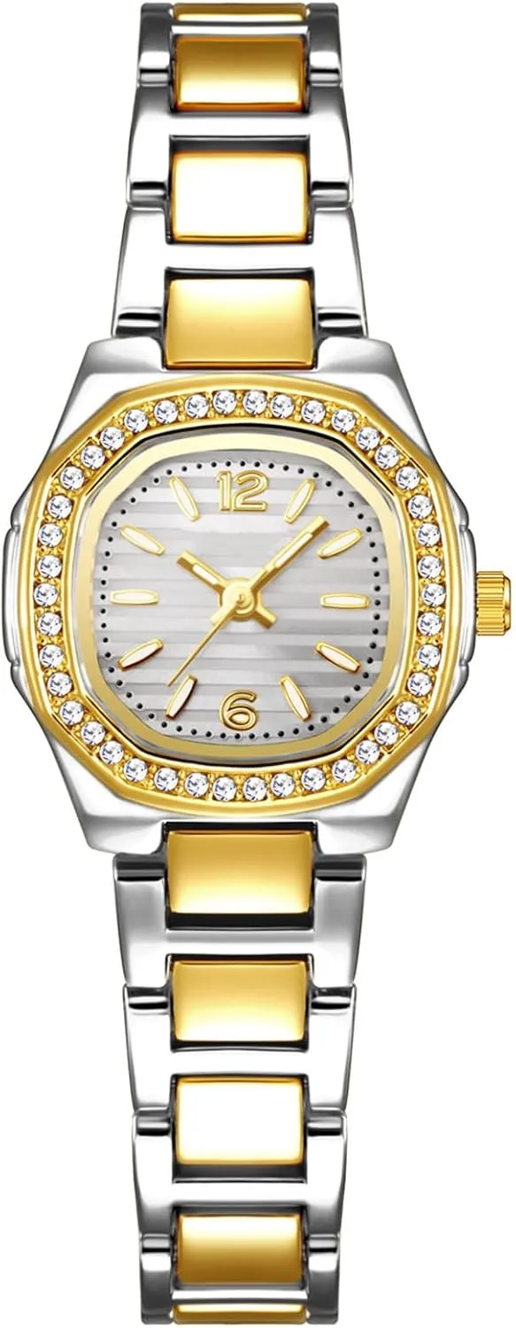 Small Gold Watch Dainty Crystal Accents and disconcert butter generic Stainless Steel Band Ladies Casual Dress Waterproof Watch ADSBIAOYE Womens Quartz Watch Vintage 