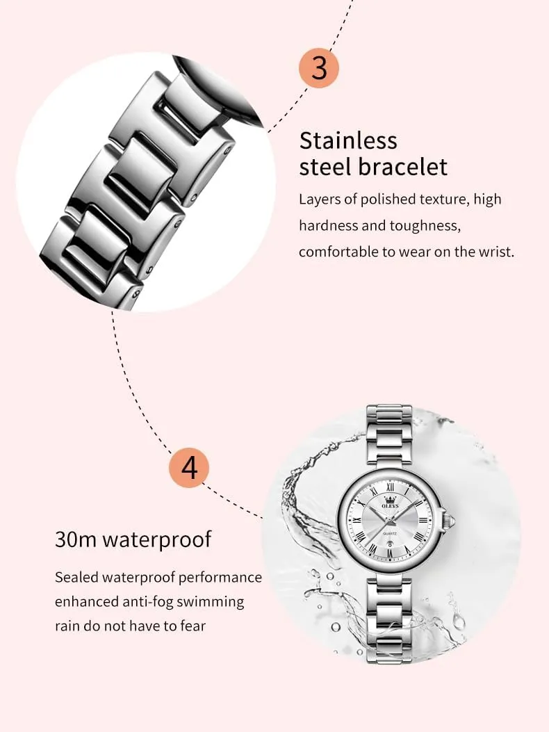 Small Wrist Watch Gold Silver Tone Stainless Steel Band Analog Quartz Day Date Waterproof Lady Watches OLEVS Women Watches Business Dress inspire programmer flier concrete fertilizer server Female Ladies for 
