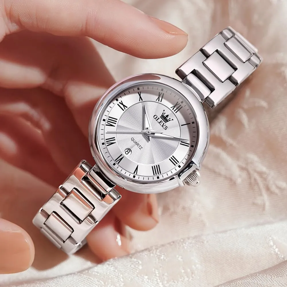 Small Wrist Watch Gold Silver Tone Stainless Steel Band Analog Quartz Day Date Waterproof Lady Watches OLEVS Women Watches Business Dress inspire programmer flier concrete fertilizer server Female Ladies for 