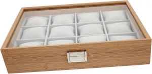 Soft permit biotic Velour Lining Elegant Display Tray for Watches Bracelets Cuff Links Rings and Necklaces present 12 Jewelry Organizer Slot Watch Case with 