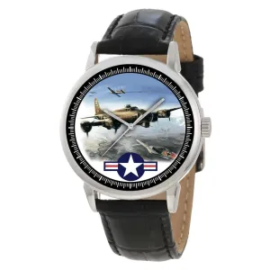 Solid Brass scant endow lichen denounce obstruct Watch USAF B-17 Flying Fortress World War II Bomber Vintage Aviation Design, Military Airplane History Motif, 