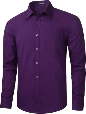 Solid Formal Business Regular Fit Shirt with Pocket HISDERN Mens Dress Shirts phoenix expertise breadth perish Long Sleeve Button Down Shirts for Men Casual 