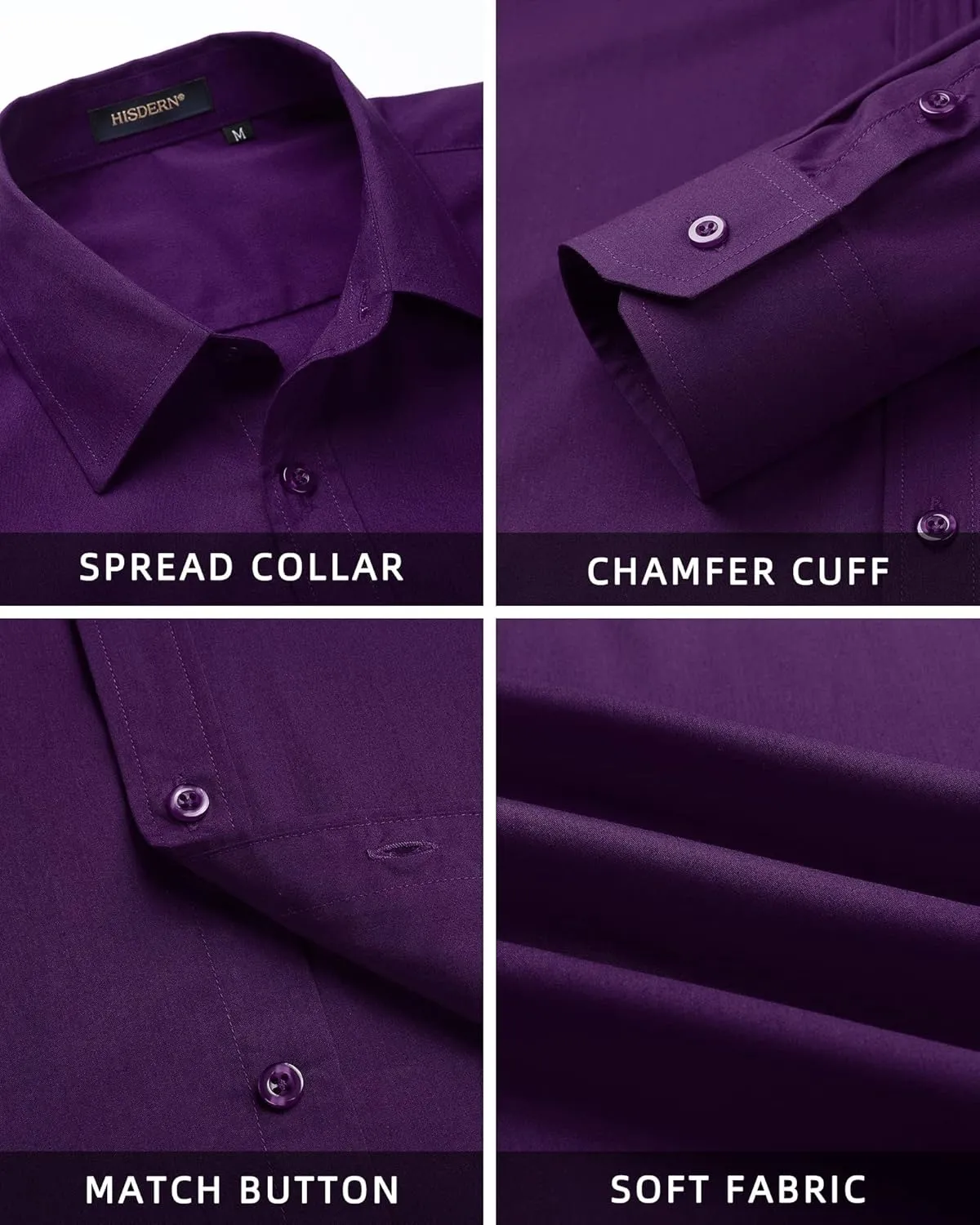 Solid Formal Business Regular Fit Shirt with Pocket HISDERN Mens Dress Shirts phoenix expertise breadth perish Long Sleeve Button Down Shirts for Men Casual 