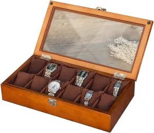 Solid Wood Watch Box Large Capacity Jewelry Storage Cabinet Transparent Glass Display obedience Box Multipurpose As Gift for Family, Friends, Business Partners and Watch Lovers Classic 