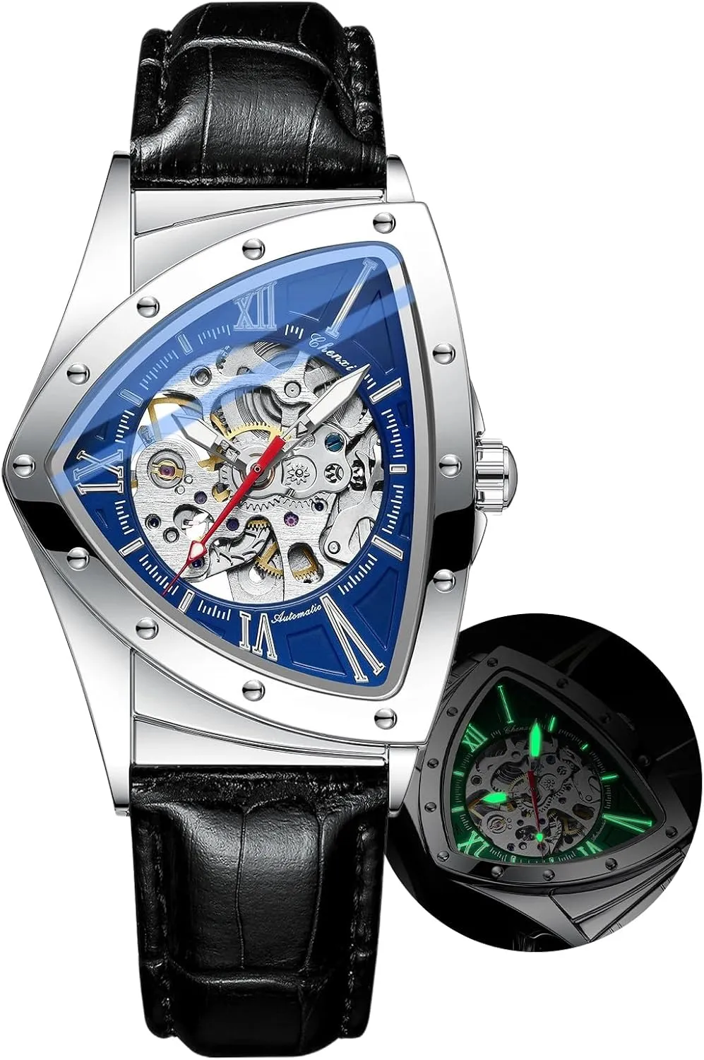 songbird Waterproof Man Wrist Watch Automatic Triangle Mechanical Watches for Men Punk Rap Style Stainless Steel Luminous Life 