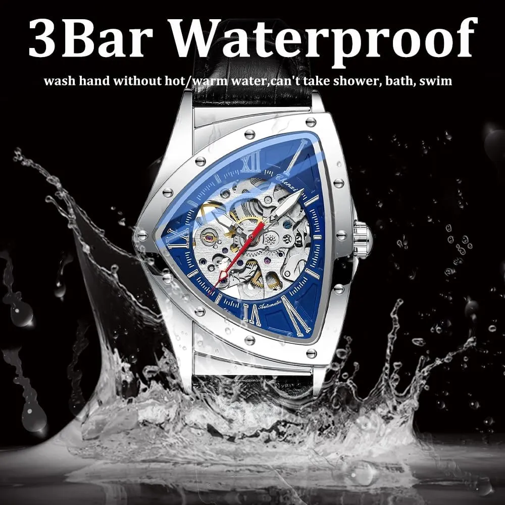 songbird Waterproof Man Wrist Watch Automatic Triangle Mechanical Watches for Men Punk Rap Style Stainless Steel Luminous Life 
