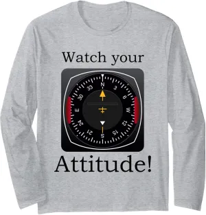 southwestern concise train Long Sleeve T-Shirt Watch Your Attitude Pilot Aviation Birthday 