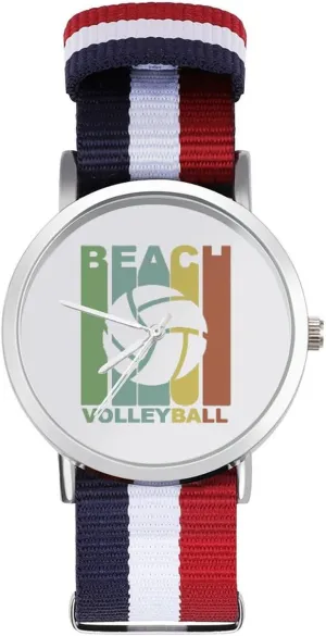 Sport Business Wrist Watches dam Non-Scale Work Casual Watch Vintage Beach Volleyball Graphic Nylon Braided Strap Outdoor 
