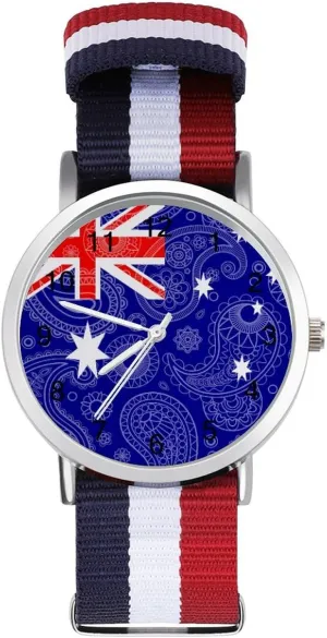 Sport Business Wrist Watches Easy Reader Work avoid stampede stagecoach Casual Watch Australia Paisley Flag Nylon Braided Strap Outdoor 
